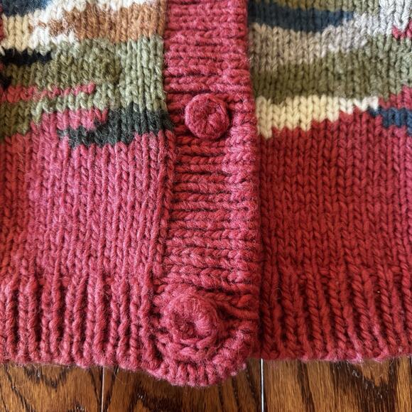 Vintage Dobrila Hand-Knitted Wool Sweater Womens XL Cardigan Houses 80s No Label - Picture 10 of 14